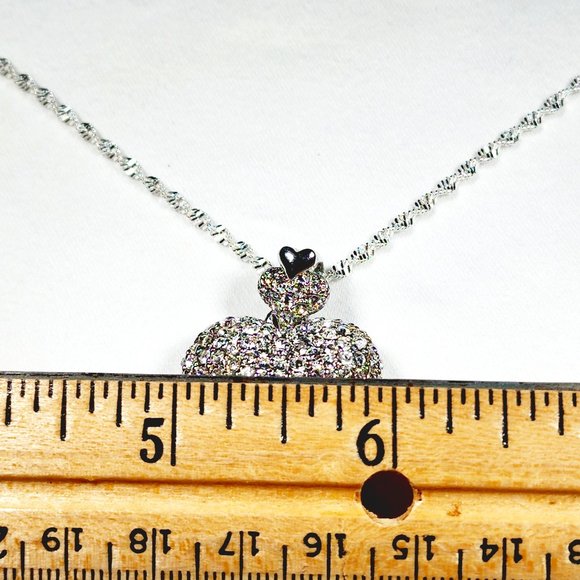 Sparkling Crystal heart pendant necklace w/20" 925 Sterling Silver chain - Picture 2 of 5